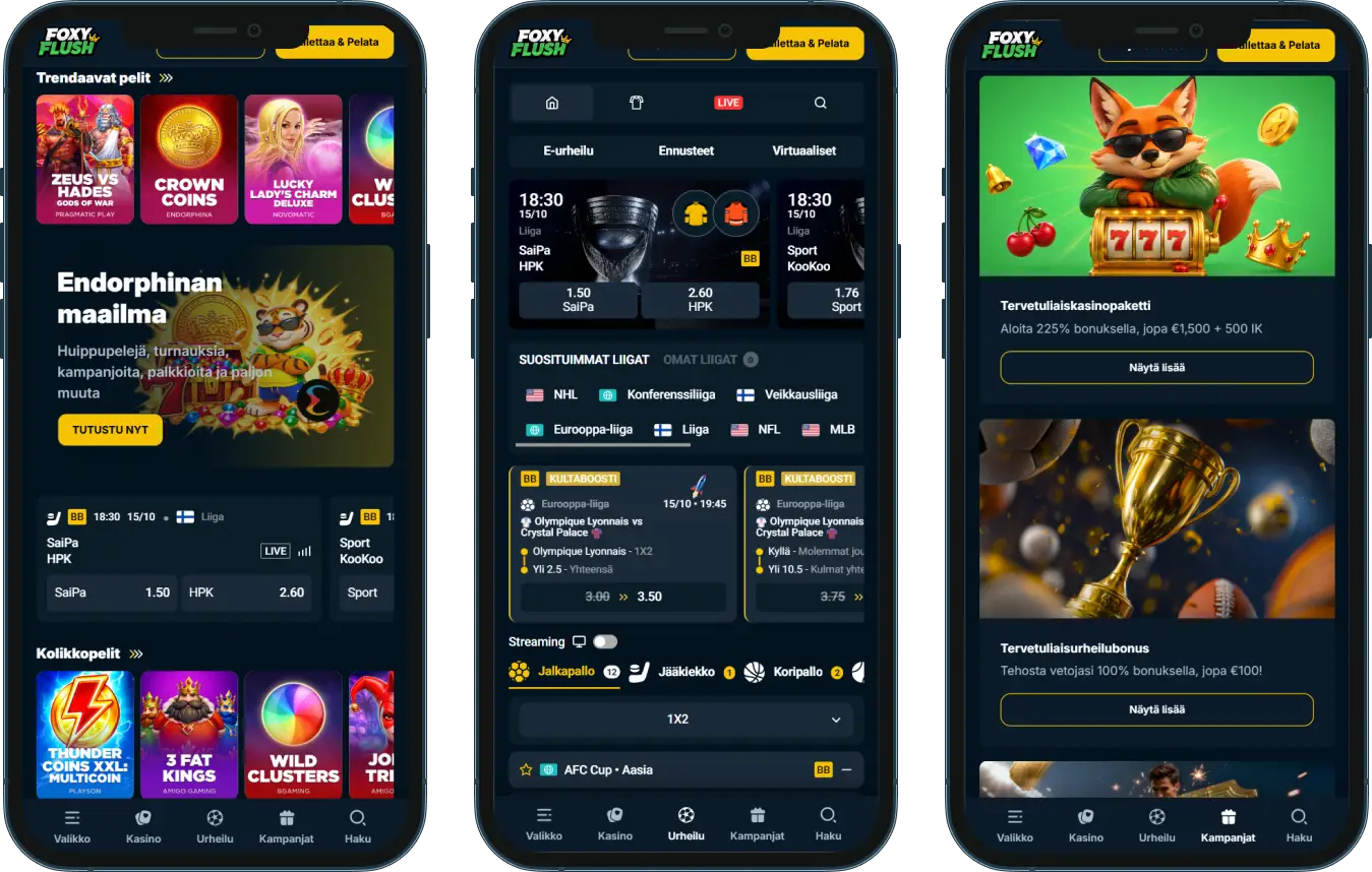FoxyFlush Casino mobiililaitteille