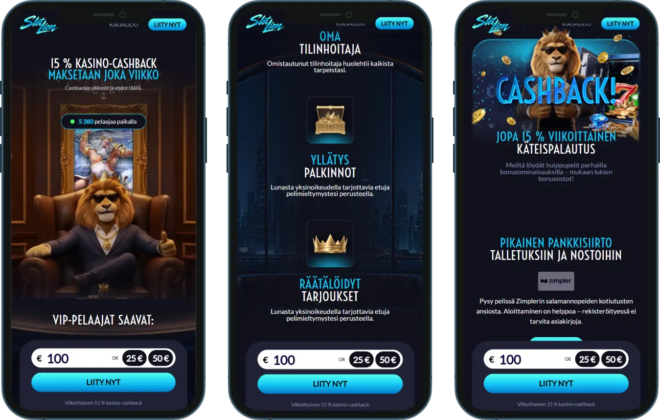 Slot Lion Casino mobiililaitteille
